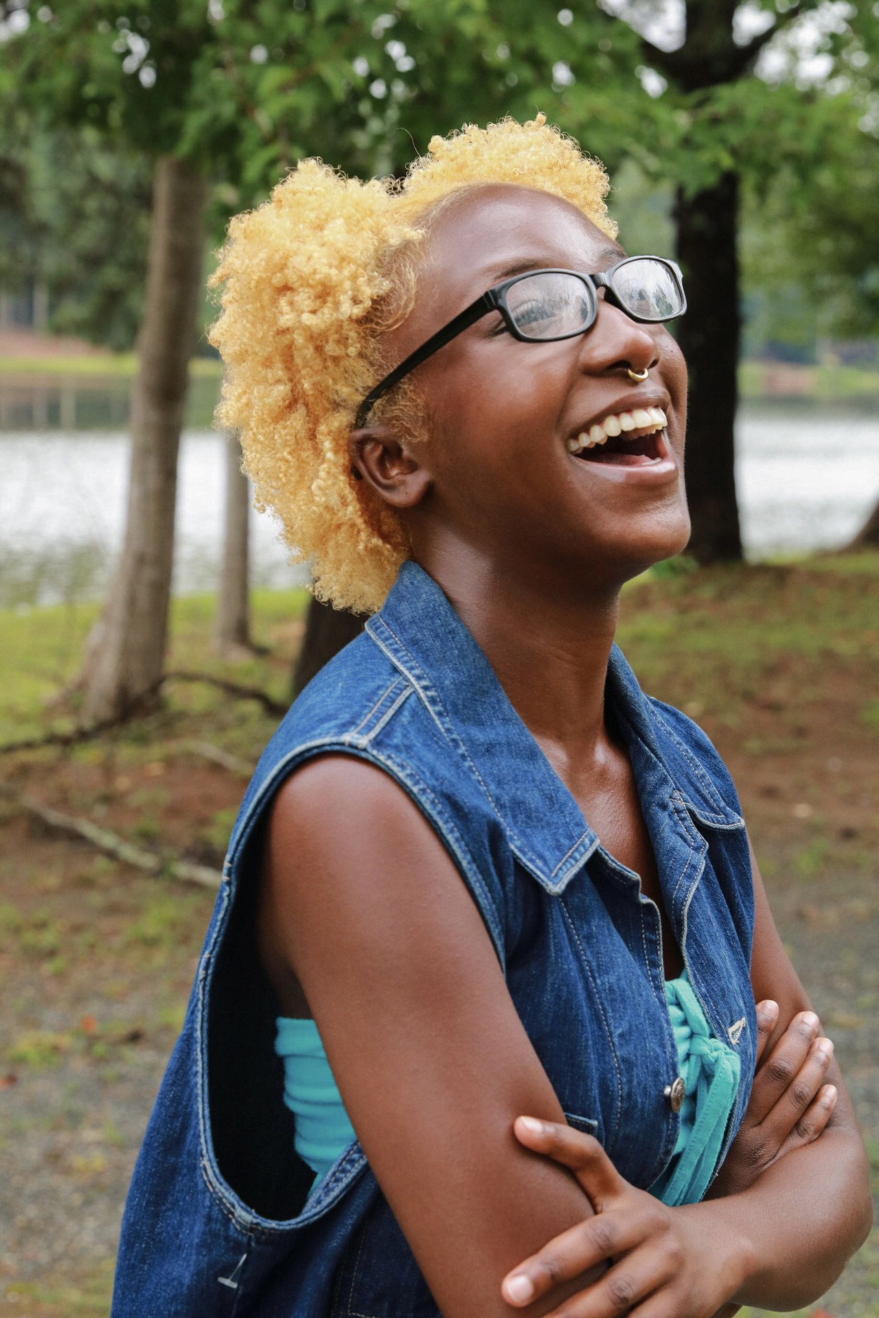 Amauriah laughing outdoors